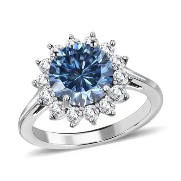 AQUA & WHITE MOISSANITE RING - Picture 13 of 13